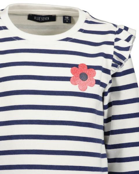 Sweater Blume blau gestreift 104